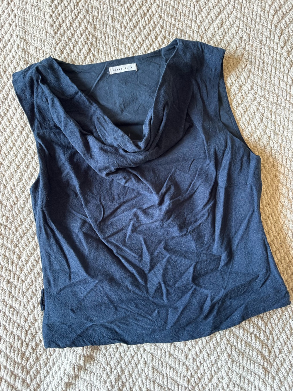 Charcoal Navy Women's Cowl Neck Tank Top